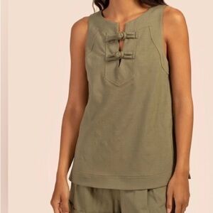 Trina Turk Demi Top in sage olive green with knot details - Small
